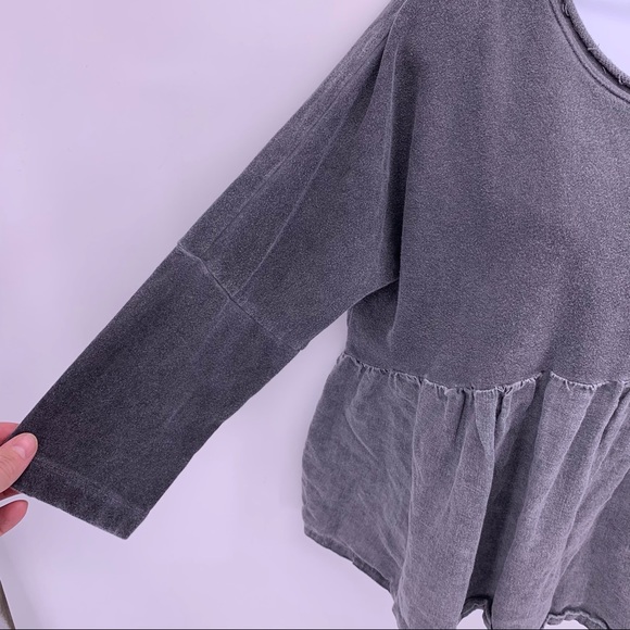 Anthro Postage Stamp Gray 3/4 Sleeve Peplum Top - Picture 4 of 9